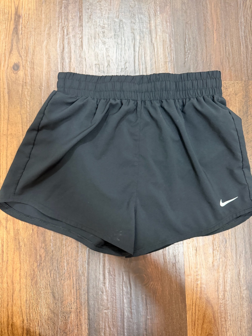 Nike Women's Black Athletic Running Shorts with White Swoosh